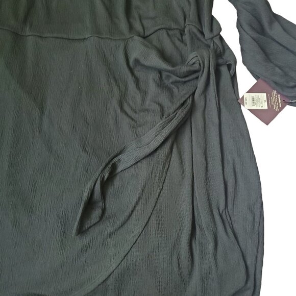 Ava & Viv womens plus size 4X ballon long sleeve wrap dress Drawstring Black - Picture 12 of 14